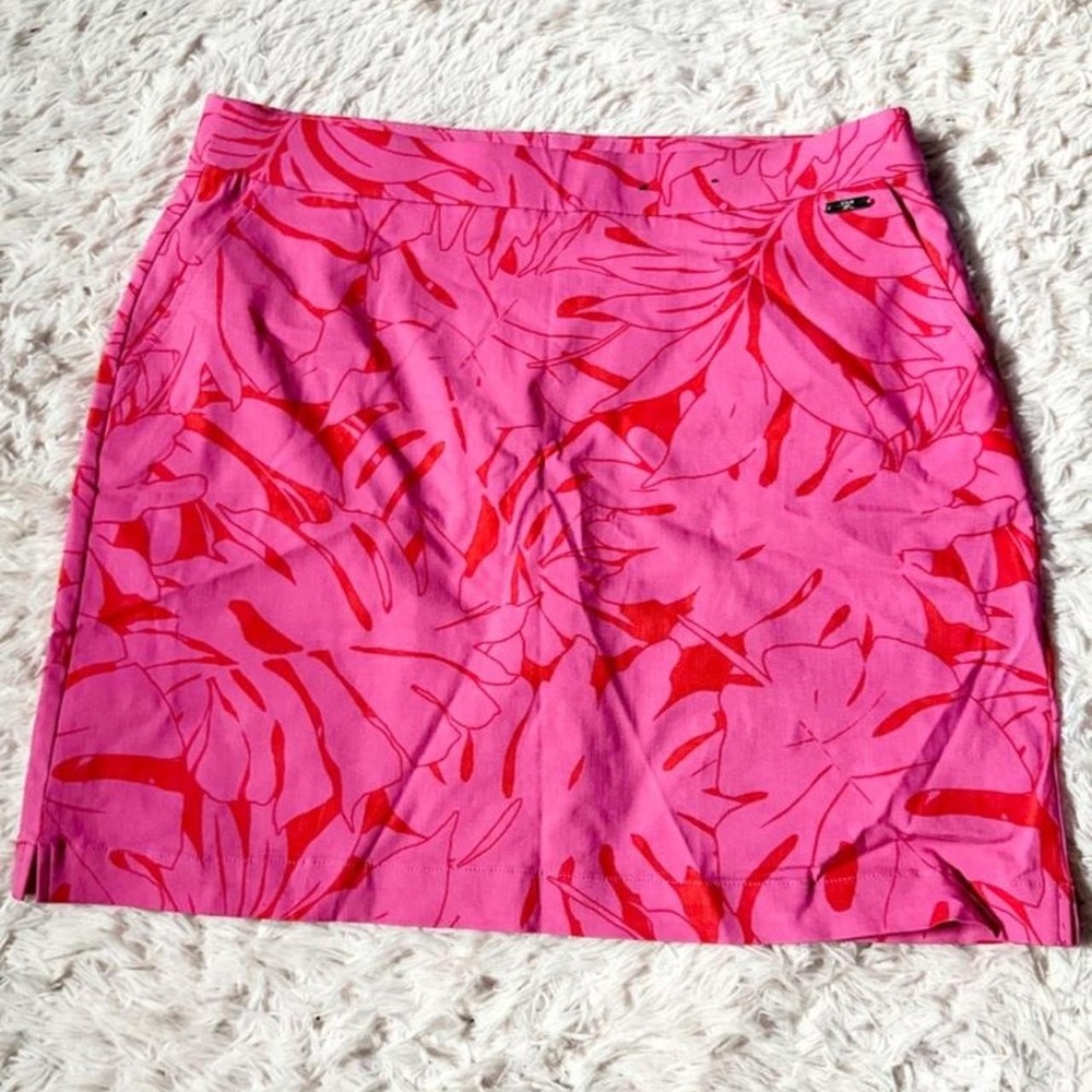 Tropical Botanical Tennis Pickle Ball Country Club Stretch Skort Womens L Preppy
